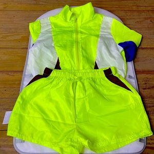 A Neon yellow two piece outfit. Size Medium